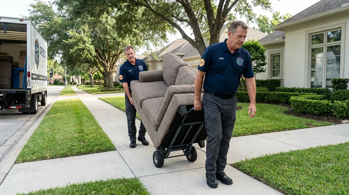 Local residential moving crew loading furniture in Converse, IN
